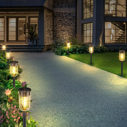 8 Pack Solar Pathway Lights, Solar Lights Outdoor Waterproof, Solar Garden Stake Lights for Outside Yard Landscape Path Walkway Driveway Lawn Deco...
