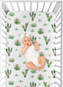 Pink Green Boho Watercolor Baby or Toddler Fitted Crib Sheet for Cactus Floral Collection by Sweet Jojo Designs...