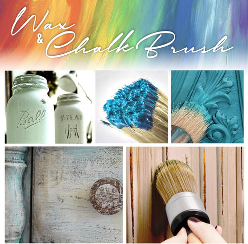Chalk Furniture Paint Brushes for Furniture Painting, Milk Paint, Wax, Stencil Brushes, Home Furniture Paint - 2 Piece Round Chalked Paint Brushes...