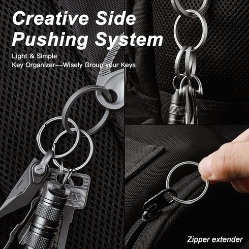 TISUR Titanium Key Rings for Keychain, Side-Pushing key chain rings Split keyring heavy duty Keychain Rings bulk...