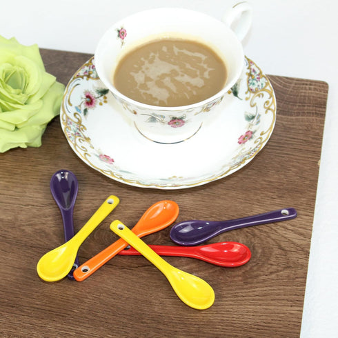 3.5” Ceramic Spoon Mini Coffee Spoon With Ceramic Asian Ceramic Spoons for Coffee Tea Yogurt Sauce Sugar Salt and Desserts Demitasse Espresso Spoo...