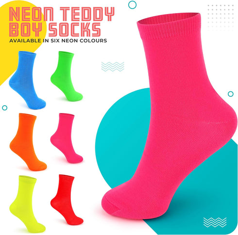 Casual Dress Socks for Men, Bright Neon Solid Color, Comfortable Crew Socks, Rock n Roll Fancy Dress, Ideal...
