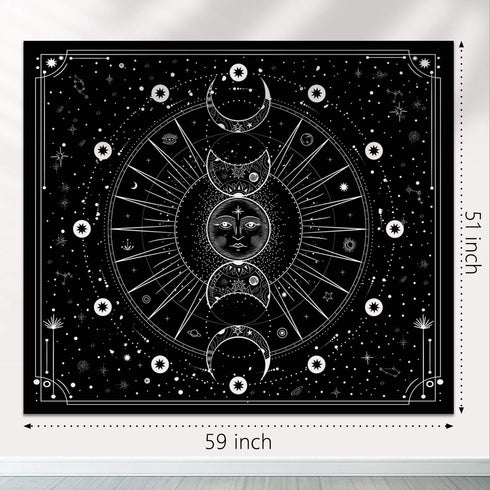 Space Tapestry Wall Hanging Sun Moon Stars Space Psychedelic Tapestries Wall Tapestry for Bedroom Aesthetic Home Wall Dorm Décor...
