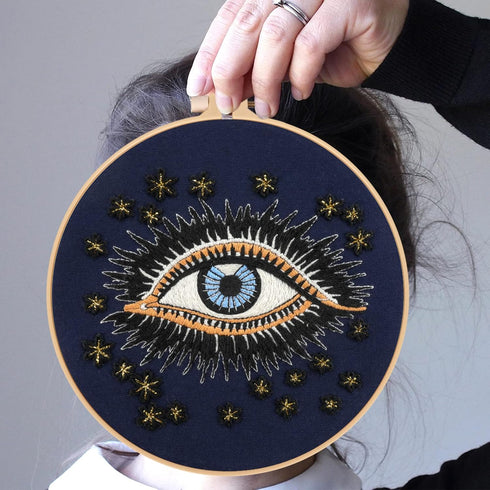 Anidaroel 3 Sets Evil Eye Embroidery Starters Kit for Beginners, Stamped Cross Stitch Kits for Beginners Adults Include Embroidery Cloth, Embroide...