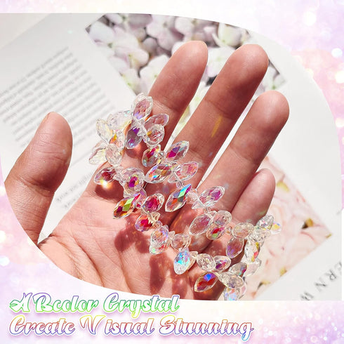 Hicarer 200 Pieces Teardrop Chandelier Crystal Pendants 6 x 12 mm AB Color Rainbow Crystal Beads for Chandelier Jewelry Making DIY Project Earring...