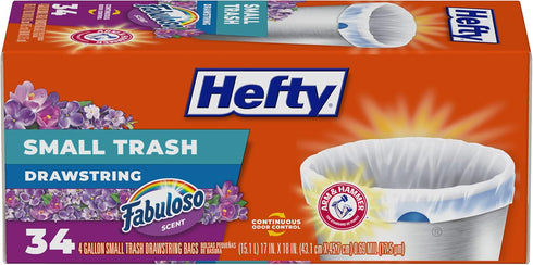 Hefty Small Trash Bags, Fabuloso Scent, 4 Gallon, 34 Count...