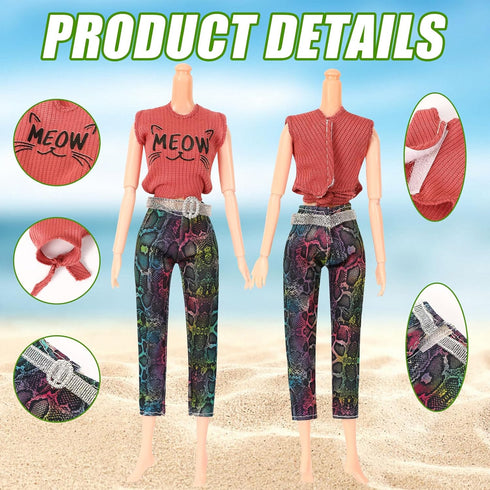 UPINS 10 Pcs Doll Clothes Girls Doll Accessories for 11.8 Inch Doll Include T-Shirt Pants Regular Outfit Doll Clothing Girl Birthday Gift...