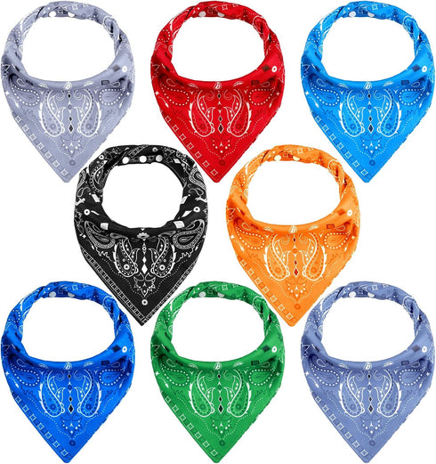 Jiuguva 8 Pack Adults Drool Bandana Bibs Paisley Soft Bibs Set Large Neutral Bibs Special Needs Bibs Set Absorbent Bibs Set for Men Women Teenager...