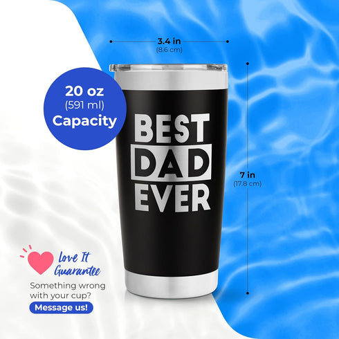 SassyCups Best Dad Ever Tumbler - Travel Coffee Travel Mug, 20 oz - Fathers Day Coffee Cup, Cool Gifts for Dad, Insulated Tumbler...