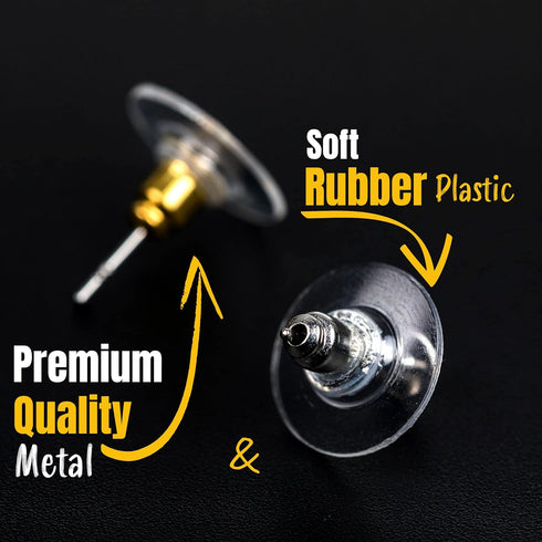Mr. Pen Bullet Clutch Earring Backs - 76 Pcs, Gold & Silver, Rubber Backs for Studs & Pierced Earring Stoppers...