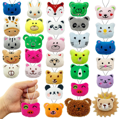 30 PCS Mini Animal Plush Toys Set Cute Small Animal Stuffed Toy Keychain for Party Favors Keychain Ornament for Goody Bag Easter Egg Stuffers Carn...