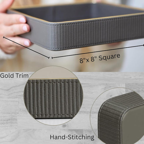 Nightstand Organizer Tray | Key Bowl for Entryway Table Valet Tray Catchall | Decorative Leather Catch All Tray for Wallet | Bedside Organizer Key...