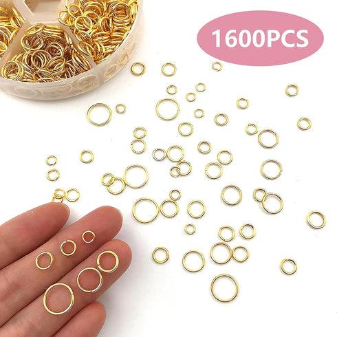 YAKA 1600Pcs 6 Different Sizes Open Jump Rings,5mm 6mm 7mm 8mm 9mm 10mm Ring Jewelry Keychain for Jewelry Making Accessories,1Pcs Jump Ring Open/C...