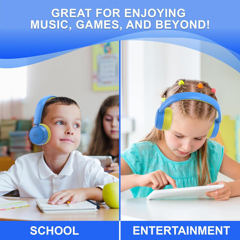 Contixo KB-5 Kids Headphones - Over The Ear Foldable Bluetooth Wireless Headphone for Kids - 85dB with Volume Limited - Toddler Headphones for Boy...