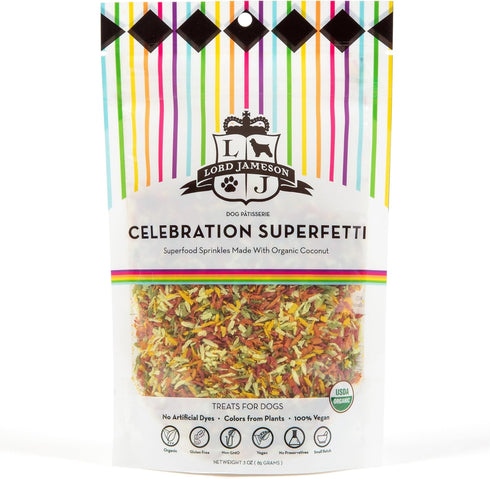 Celebration SuperFetti Dog Sprinkles 3oz - Organic Food Topper Made from Coconut, Multi-Color, Treat...