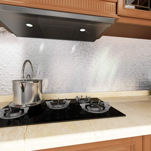 VEELIKE 15.7''x236'' Kitchen Backsplash Wallpaper Peel and Stick Aluminum Foil Contact Paper Self Adhesive Shelf Paper Oil-Proof Heat Resistant Wa...