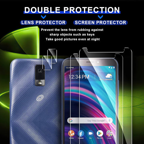 [2+2 Pack Screen Protector for BLU View 3 (B140DL) and Camera Lens Protector - Tempered Glass,Anti-fingerprint,Shatter Proof,HD Clarity...
