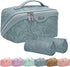 Travel Makeup Bags Cosmetic Organizer Bag: 3-Set Large Capacity Make up Bag - PU Leather Toiletry Bag for Women - Wide Open Portable Pouch with Di...