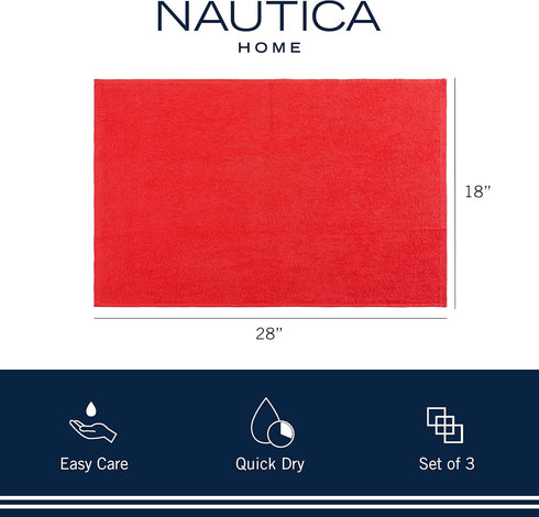 Nautica 100% Cotton Kitchen Towels Set of 3 | 18" X 28" Super Absorbent Reusable Cleaning Cloths, Tea Towels, Hand Towels for Drying Dishes | Red ...