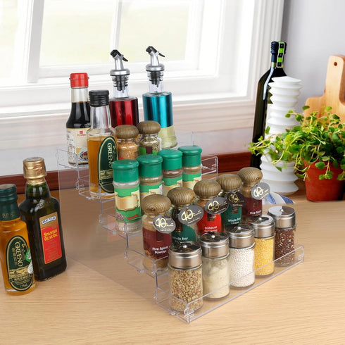 Spice Rack,No Tool Needed & No Pungent Acrylic Glue Self-derived Snap On Assembly Spice Shelf Pantry Kitchen Cabinet Organizer 10 in for Jars,Baki...