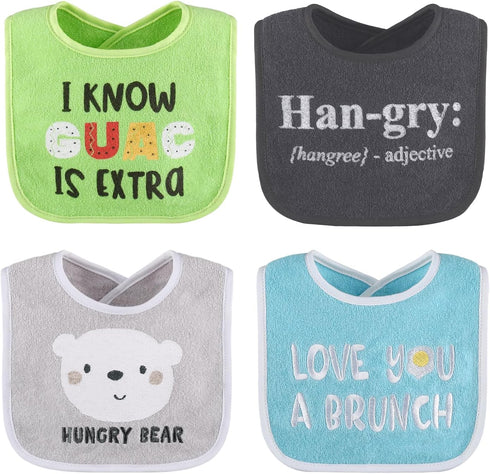 The Peanutshell Baby Boy or Girl Terry Bibs Set of 8-100% Cotton, Soft, Absorbent Baby Bibs, Unisex Toddler Boy or Girl Set, Newborn & Infant - Ha...