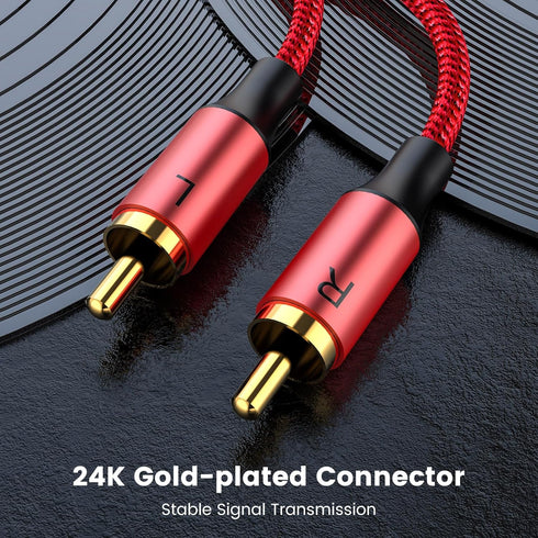 MOSWAG RCA Stereo Cable,2RCA Male to 2RCA Male Stereo Auxiliary Audio Cable Subwoofer Cable 3.28ft/1M, 24K Gold Plated Nylon Braided for Home Thea...