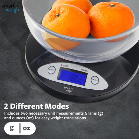 Smart Weigh Food Kitchen Scale with Bowl,11lb x 0.1oz / 5000 x 1grams, Digital Weight Scale for Baking,Cooking for Ounces and Grams...