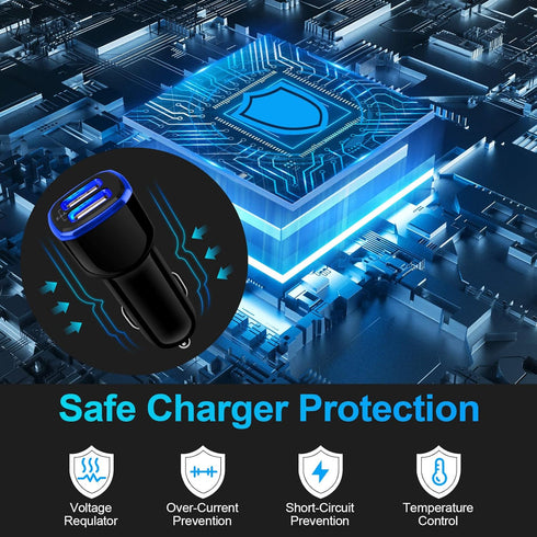 Car Charger, 2.4A 12W AndHot 2 Pack Mini Dual Port USB Car Charger Adapter Plug for iPhone 15 14 13 12 SE 11 Pro Max XR XS X 8 7 6S Plus, iPad, Sa...