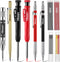 Hiboom 10 Pack Carpenter Pencil Set, 4 Colorful Solid Carpenter Pencils with Sharpener and Refills, Automatic Center Punch, Carbide Scribe Tool Ki...