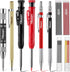 Hiboom 10 Pack Carpenter Pencil Set, 4 Colorful Solid Carpenter Pencils with Sharpener and Refills, Automatic Center Punch, Carbide Scribe Tool Ki...