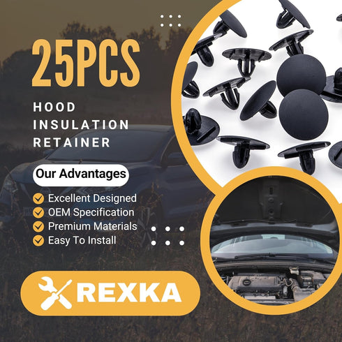 Rexka 25pcs Hood Insulation Retainer Clip Compatible with Toyota Lexus 90467-09050 90467-A0003...