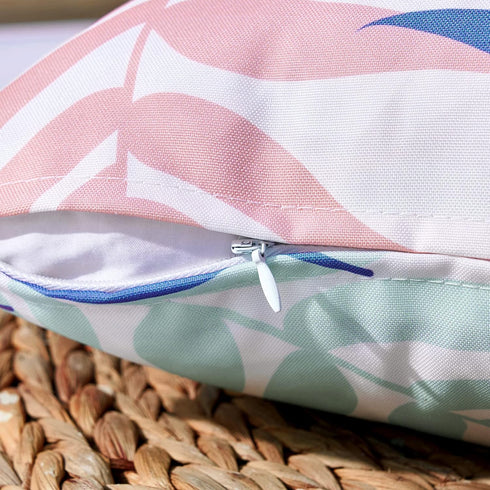 MIULEE Pack of 2 Decorative Outdoor Waterproof Throw Pillow Covers Patio Pillow Cases Natural Leaves Pattern Spring Square Cushion Shams Shell for...