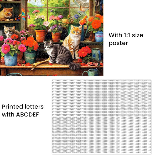 500 Piece Puzzle for Adults-Cats and Flowers | Recycled Cardboar Jigsaw Puzzles 500 Pieces | Challenging Family Activity Great Gift Idea for Famil...
