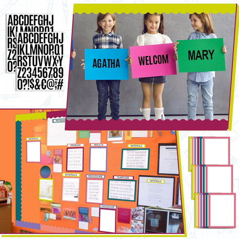 92 Pcs Science Fair Board Supplies 60 Trim Scalloped Bulletin Borders 18 Presentation Subtitles 6 Project Titles 8 Letter Sticker for Classroom Di...