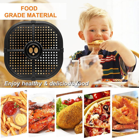 Air Fryer Grill Pan for COSORI 5QT Air Fryers, 9.09IN Upgraded Square Crisper Plate Tray, Air Fryer Replacement Parts Accessories Rack with Rubber...