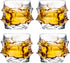 12 oz Hand Blown Crystal Whiskey Glasses Set of 4, Unique Cognac Glass, Heavy Thick Bottom Bar Glass for Scotch Bourbon Rum Gin Water Cocktail,Gif...