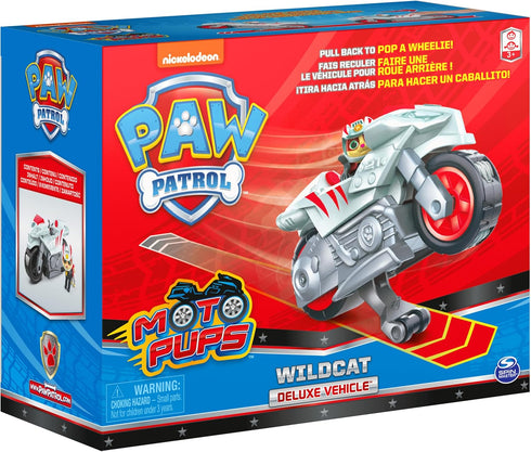 Paw Patrol, Moto Pups Wildcat’s Deluxe Pull Back Motorcycle Vehicle with Wheelie Feature and Toy Figure...