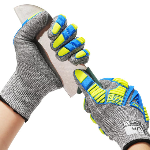 Level 7 Cut Resistant Gloves, Safety Work Gloves for Men Women, Impact Gloves with TPR Protection, ANSI Level A7 Protection, Touch Screen Mechanic...