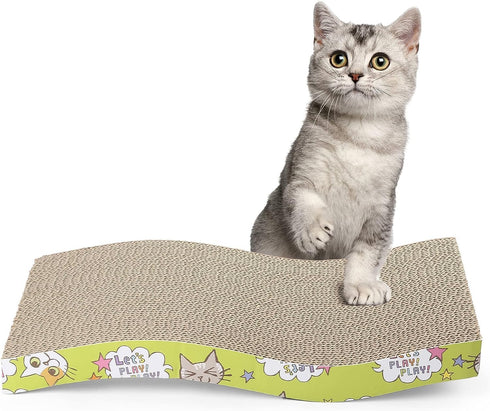 Cat Scratchers Cardboard, Cat Scratch Pad, Cat Scratching, Corrugated Board Reversible with Catnip for Indoor Cats (Waves)...