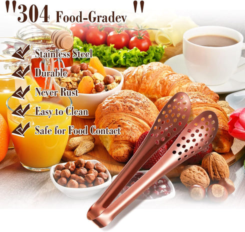 12 Pieces Mini Serving Tongs Small Tongs Serving Utensils, Ice Tongs Mini Sugar Tongs, Small Tongs for Appetizers, 5 Inch and 4 Inch(Rose Gold)...