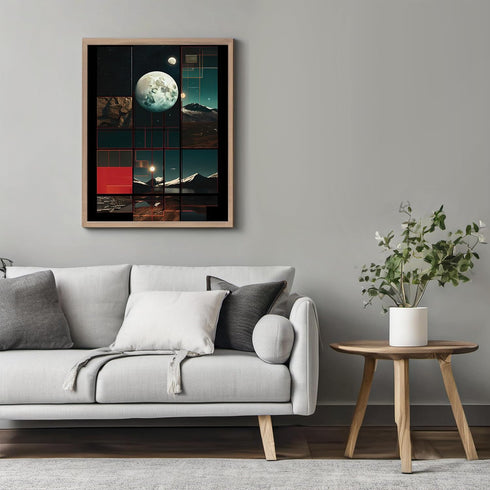 Posterizer 1 pcs-mountain landscapes , planets surreal collage-Landscape & Nature Art-Abstract & Modern Art-Gift for Nature, Surfers and Beach Lov...