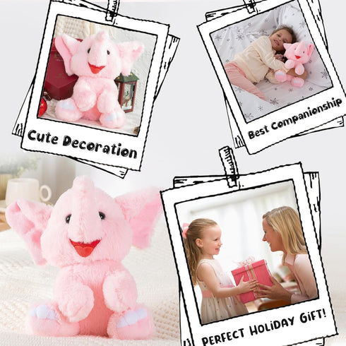 Elephant Stuffed Animal Pink Stuffed Elephant Plush Toys Cute Plush Elephant Toy Elephant Gifts for Women Elephants Stuffed Animals for Kids Girlf...