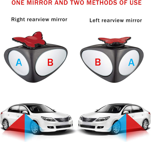 TOMALL 2 in 1 Car Blind Spot Mirror 360 Rotation Adjustable HD Glass Wide Angle Convex Rear View Mirror Blind Spot for Front/Rear wheels Observati...