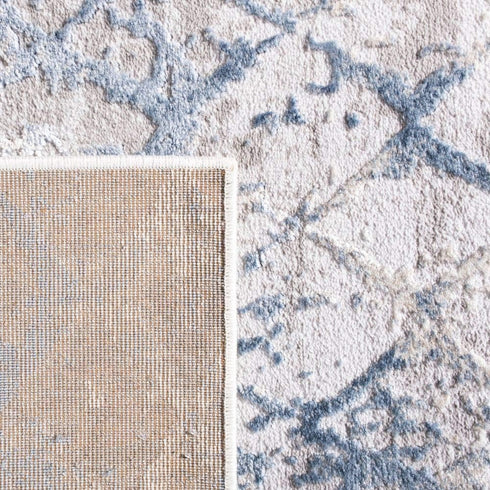 SAFAVIEH Amelia Collection Area Rug - 3' Square, Light Grey & Blue, Modern Trellis Distressed Design, Non-Shedding & Easy Care, Ideal for High Tra...