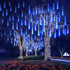 30cm 8-Tube Falling Rain Meteor Shower Christmas Lights - Blue Outdoor Icicle Dripping Shooting Star Lights...