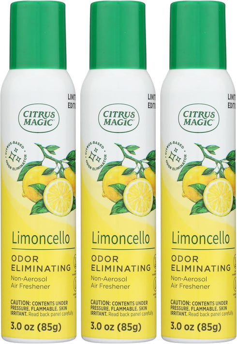 Citrus Magic Limited Edition Odor Eliminating Air Freshener Spray, Limoncello, 3-Ounce, Pack of 3...