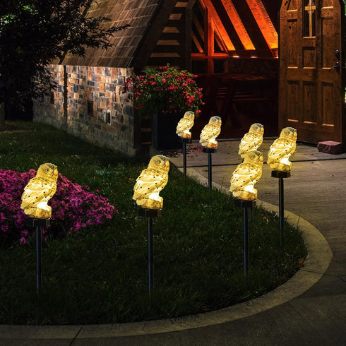 Garden Solar Light Outdoor Decor, Resin Owl Solar LED Light with Stake, Animal Waterproof Light for Flower Fence Lawn Passage Walkway Courtyard Pa...