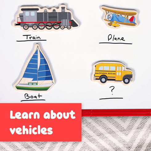 SPARK & WOW Wooden Magnets - Transport - Set of 20 - Magnets for Kids Ages 2+ - Cute Transportation Magnets for Fridges, Whiteboards and More......