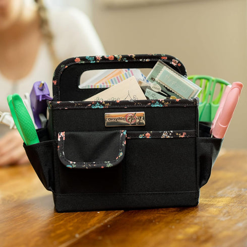 Everything Mary Craft Caddy, Black & Floral - Art Storage for Supplies & Crafts - Supply Organizers Tote for School Classroom, Office, and Home - ...