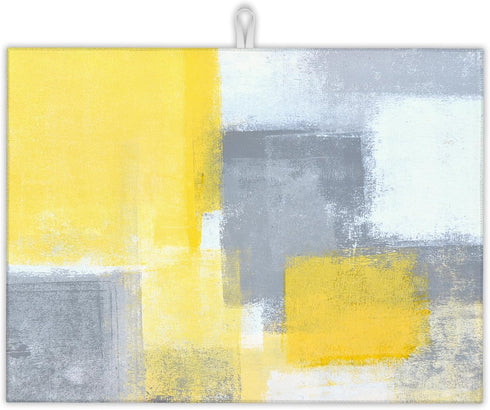 Grey Yellow Dish Drying Mats 18x24 Inch,Abstract Art Dish Pad Drying Rack Mat for Kitchen Counter Ultra Absorbent Microfiber Dishware Coffee Maker...